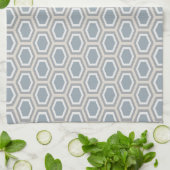 Tortoise Hexagon Pattern Blue Gray Tan White Theedoek (Gevouwen)