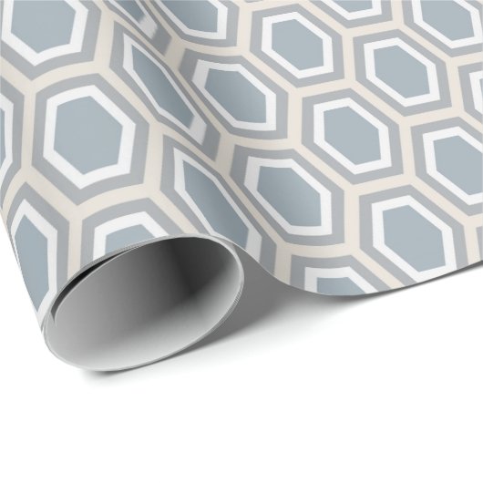 Tortoise Hexagon Pattern Blue Grey Tan Cadeaupapier (Rol Hoek)
