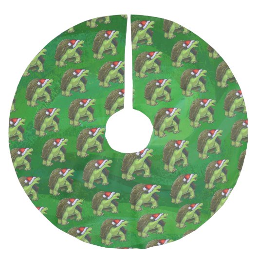 Tortoise in Santa Hat op groen Kerstboom Rok (Voorkant)
