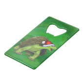 Tortoise in Santa Hat op groen Kredietkaart Flessenopener (Voorkant Gekanteld)