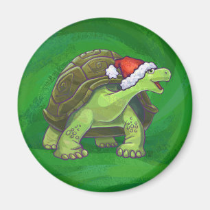 Tortoise in Santa Hat op groen Magneet