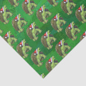 Tortoise in Santa Hat op groen Tissuepapier (Detail)
