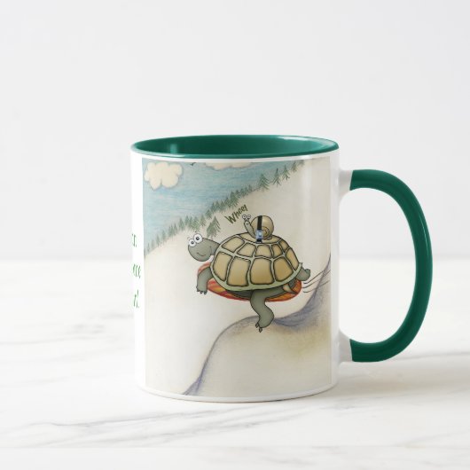 Tortoise met slak in veiligheidsgordel mok (Rechts)