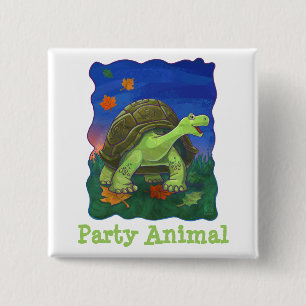 Tortoise Party Centre Vierkante Button 5,1 Cm