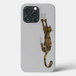 Tortoise Shell Cat Hanging On   Funny Tortie Cat iPhone 13 Pro Hoesje