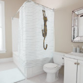 Tortoise Shell Cat Hanging On | Funny Tortie Cat Douchegordijn (In situ)