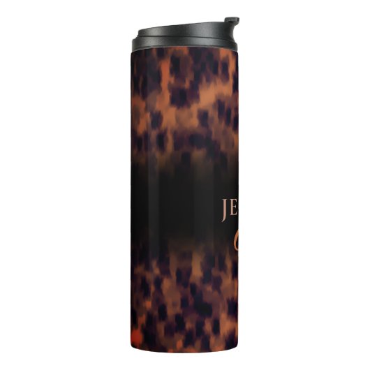 Tortoise Shell Pattern Animal Print Monogram Naam Thermosbeker (Gedraaid links)