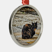 Tortoiseshel Cat Metalen Ornament (Rechts)