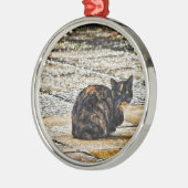 Tortoiseshel Cat Metalen Ornament (Links)
