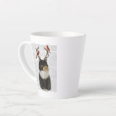 Tortoiseshel Kat met Antlers en Rode vogels Latte Mok (Linkerhoek)