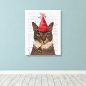 Tortoiseshel Kat met partijdig Pet Canvas Afdruk (Insitu (Houten vloer))