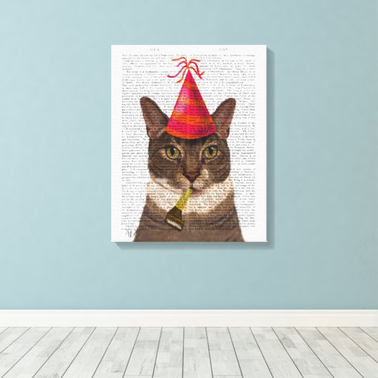 Tortoiseshel Kat met partijdig Pet Canvas Afdruk (Insitu (Houten vloer))