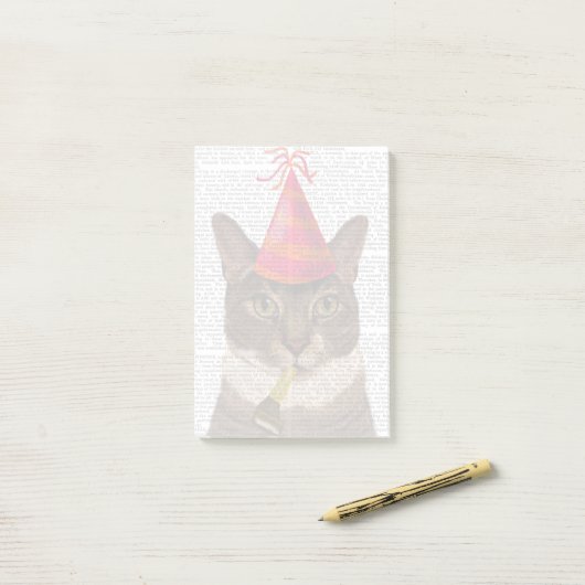 Tortoiseshel Kat met partijdig Pet Post-it® Notes (Op bureau)