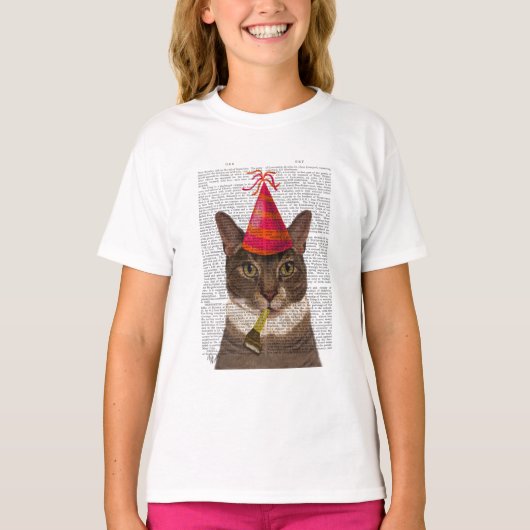 Tortoiseshel Kat met partijdig Pet T-shirt (Voorkant)