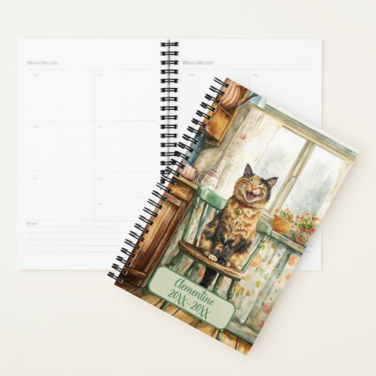 Tortoiseshell Cat Undated Appointment Book Diary (Devant avec enveloppe)