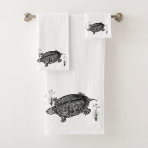 Tortue aquatique noire et blanche
