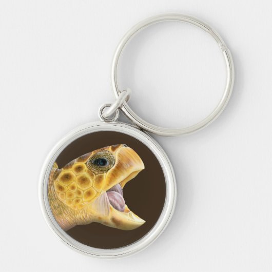 Tortue Caouanne à Bouche Ouverte Porte-Clés (Devant)