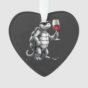 tortue cool buvant du vin rouge impression d'art_1