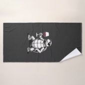 tortue cool buvant du vin rouge impression d'art_1 (Serviette de bain)