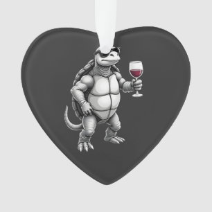 tortue cool buvant du vin rouge impression d'art_1