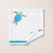 Tortue côtière tropicale Turquoise Aquarelle (Gant de toilette)