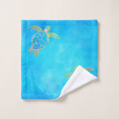 Tortue côtière tropicale Turquoise Aquarelle (Gant de toilette)