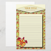 Tortue dans la papeterie rayée par tortue (Devant / Derrière)