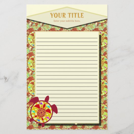 Tortue dans la papeterie rayée par tortue (Devant)