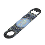 Tortue de mandala noir bleu or côtier (Devant angulaire)