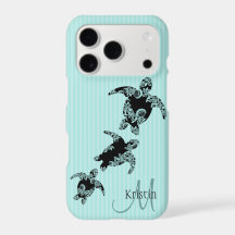 Tortue de mer Aqua Stripe avec Monogramme