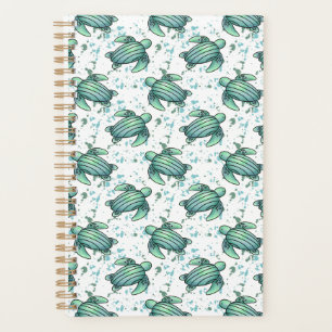 tortue de mer aquarelle verte motif bleu animal
