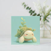 Tortue de mer avec carte postale de jardin de plan (Debout devant)