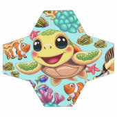 Tortue de mer Bébé heureux et mignonne personnage (Plat)