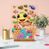 Tortue de mer Bébé heureux et mignonne personnage (Mariage)