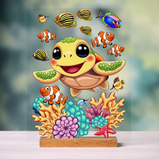 Tortue de mer Bébé heureux et mignonne personnage (Neutre)