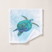 Tortue de mer côtière Océan Aqua Bleu (Gant de toilette)