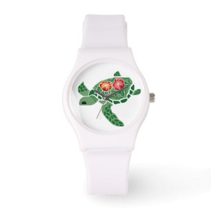 Tortue de mer de Honu avec la montre de ketmie