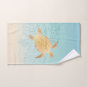 Tortue de mer dorée feuilles tropicales (Serviette à main)