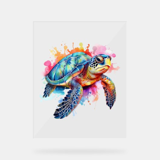 Tortue de mer en aquarelle colorée (Recto)
