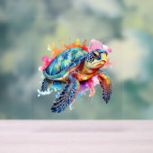 Tortue de mer en aquarelle colorée (Neutre)