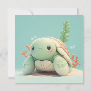 Tortue de mer en argile dans une carte postale de