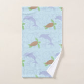 Tortue de mer et dauphin (Serviette à main)