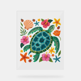 Tortue de mer florale Boho