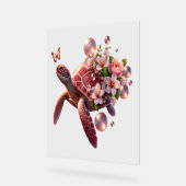 Tortue de mer Florale Boho, Fleur rose (Angle)