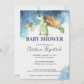 Tortue de mer | Invitation baby shower (Devant)