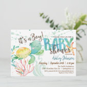 Tortue de mer, invitation Baby shower de mer, Garç (Debout devant)