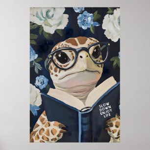 Tortue de mer lisant une impression d'art de profi