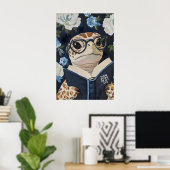 Tortue de mer lisant une impression d'art de profi (Bureau à domicile)
