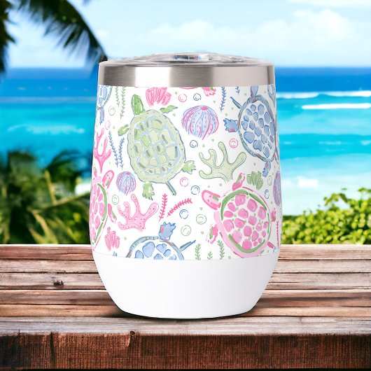 Tortue de mer rose bleu vert Prépa