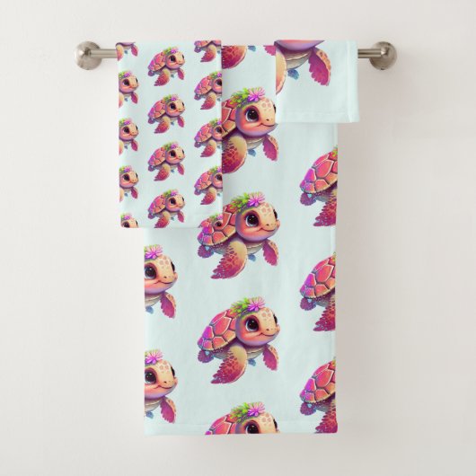 Tortue de mer rose Whimsical & mignonette à motif (En situation)